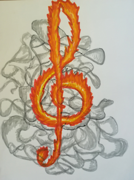 Flaming violin key